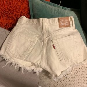 White Levi shorts